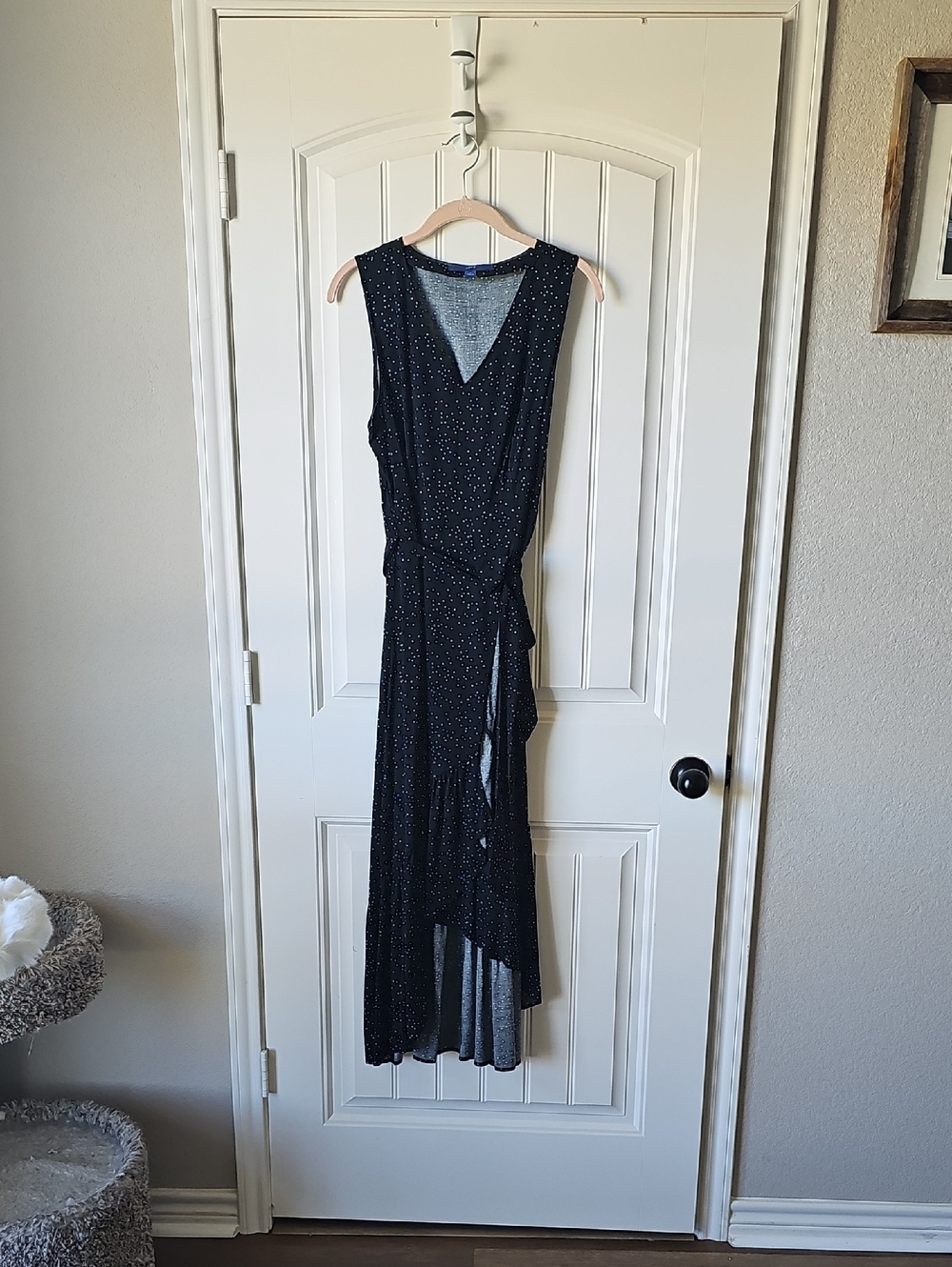 Apt. 9 Black with White Dot High-Low Wrap Dress